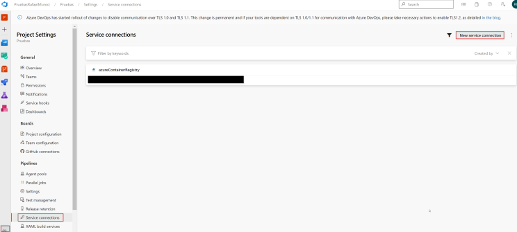 Configuración del servicio de conexión